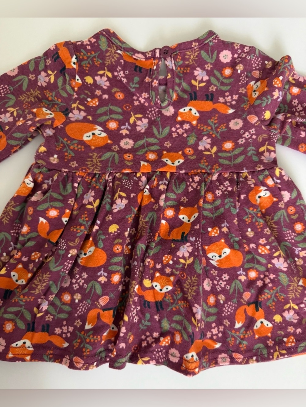Baby Essentials Baby Girl 9M Fox Floral Dress Faux Fur Vest Leggings 3-Piece Set - Picture 4 of 11